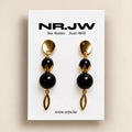 Oorbellen Stainless Steel Gold Elegant Onyx