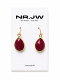 Oorbellen Stainless steel gold graniet dark red