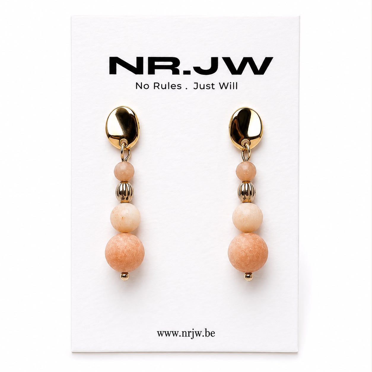 Oorbellen Stainless Steel Silver Peach Opaal
