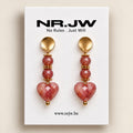 Oorbellen Stainless Steel Gold Aardbeienkwarts